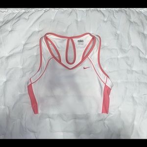 NIKE CROP TOP-LARGE—PINK AND WHITE